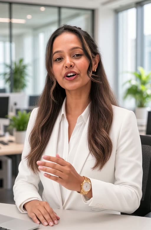 Shashini Fernando speaking in a professional office